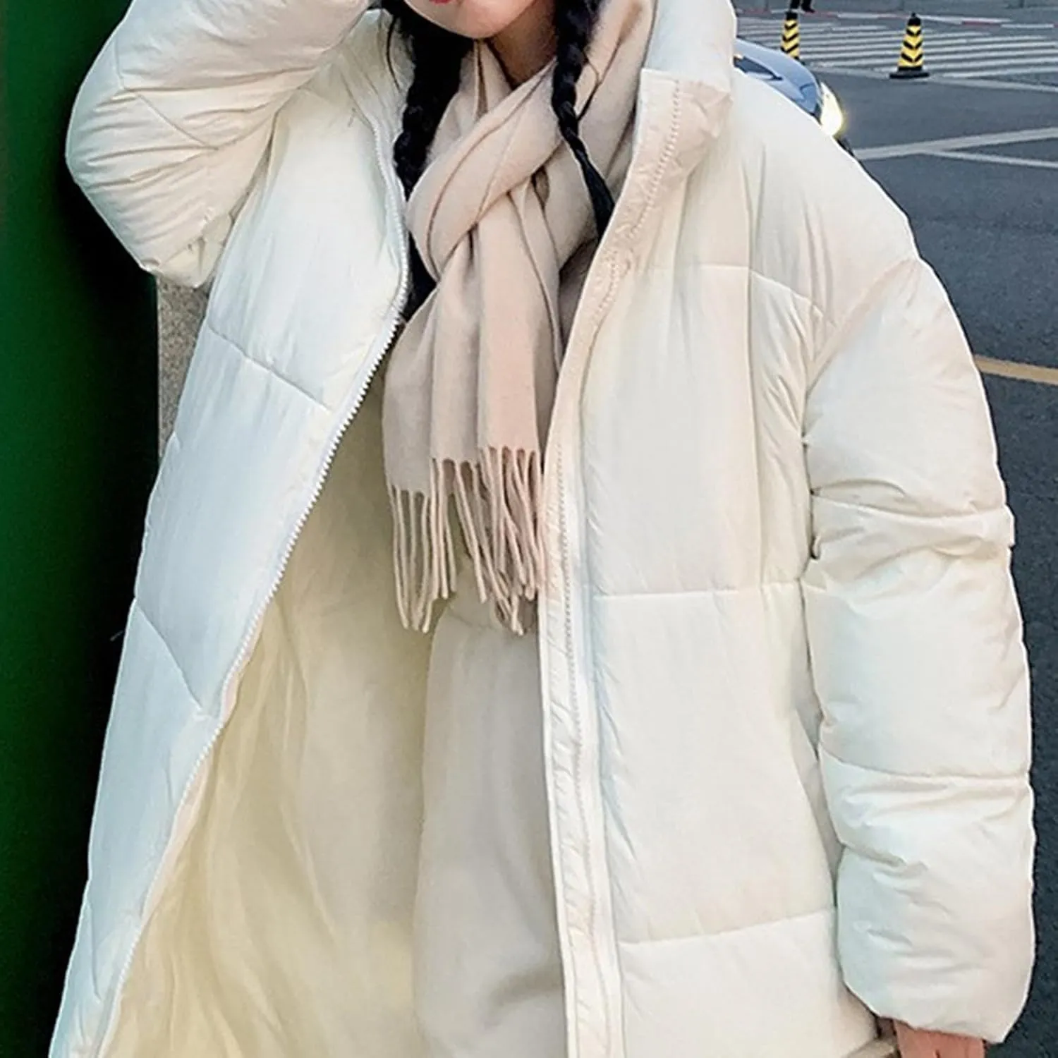 Women's Long Puffer Jacket Oversized Quilted Casual Zip Up Warm Winter Coat Down Jacket Parkas with Pockets Outerwear