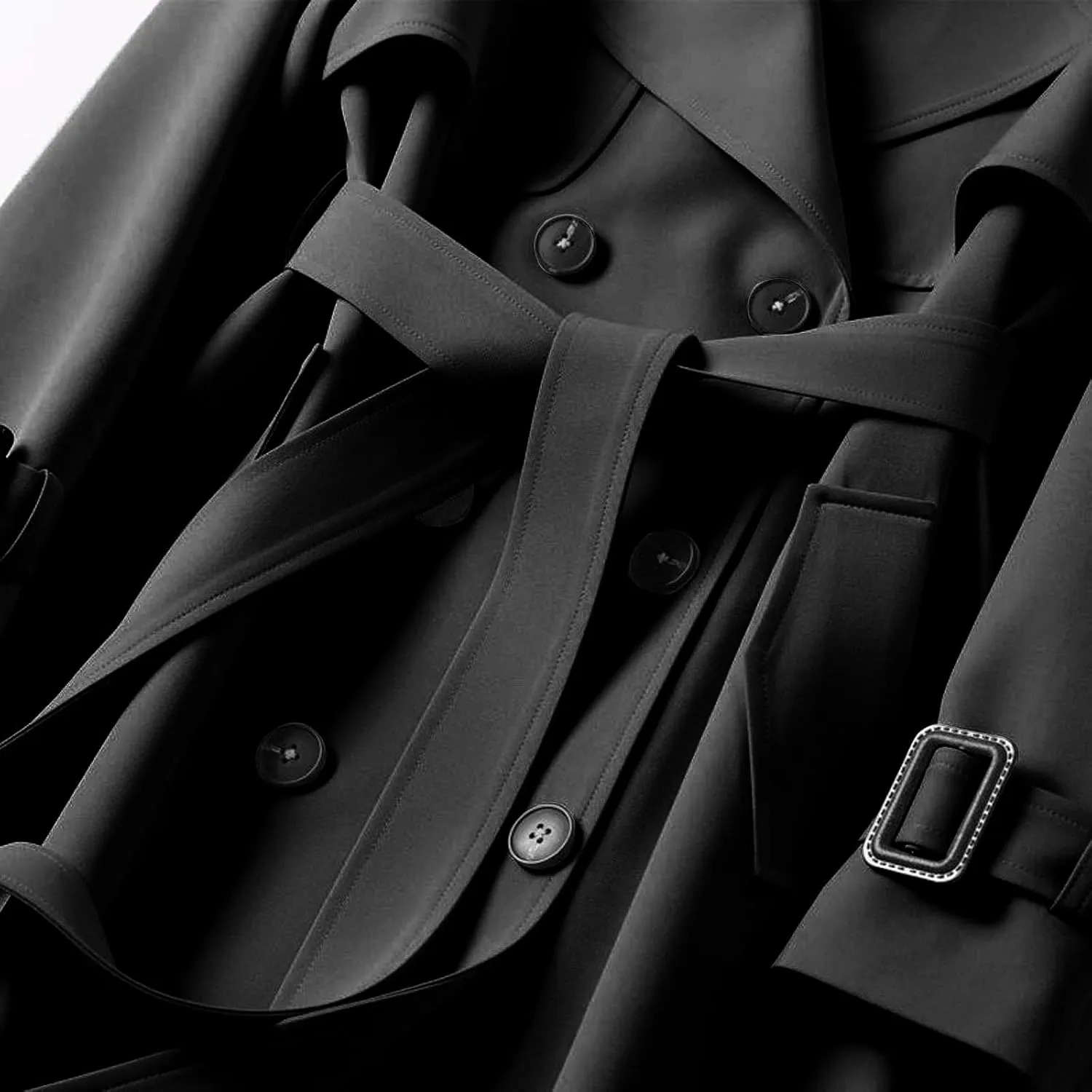 Womens Long Trench Coat Double Breasted Classic Windbreaker Belted Slim Overcoat Casual Outerwear Fashion Winter Jackets