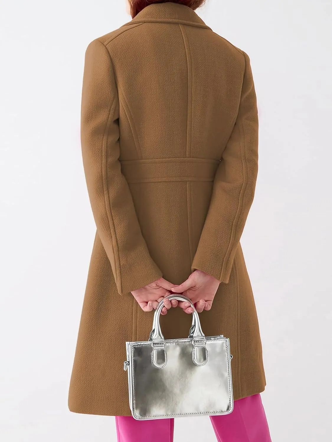 Women's Long Trench Coat Lapel Breasted Button Down Jackets Open Front Long Sleeve Warm Overcoat Casual Outerwear