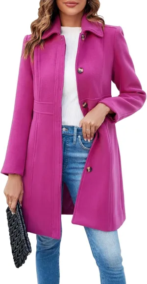 Women's Long Trench Coat Lapel Breasted Button Down Jackets Open Front Long Sleeve Warm Overcoat Casual Outerwear