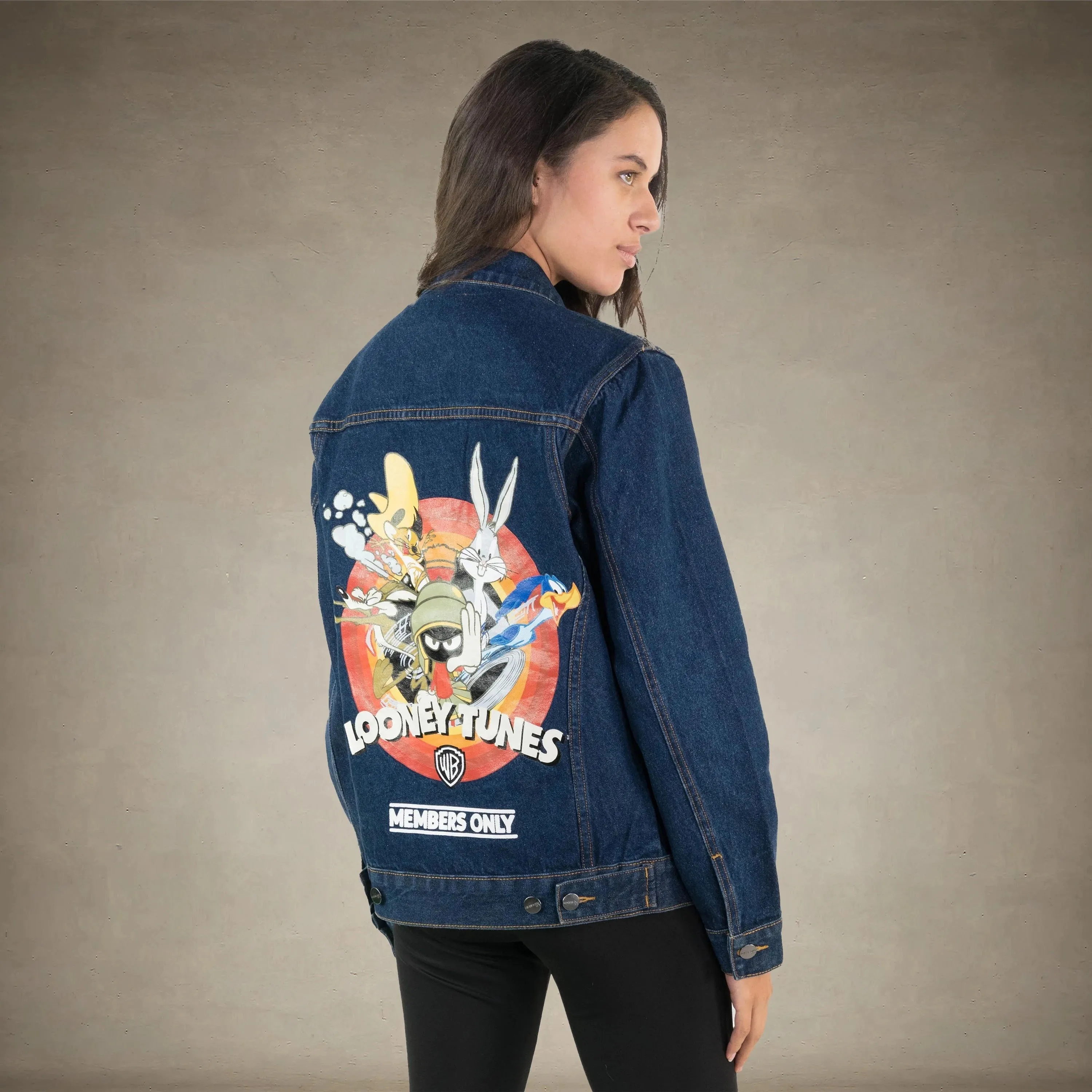 Women's Looney Tunes Denim Trucker Oversized Jacket - FINAL SALE