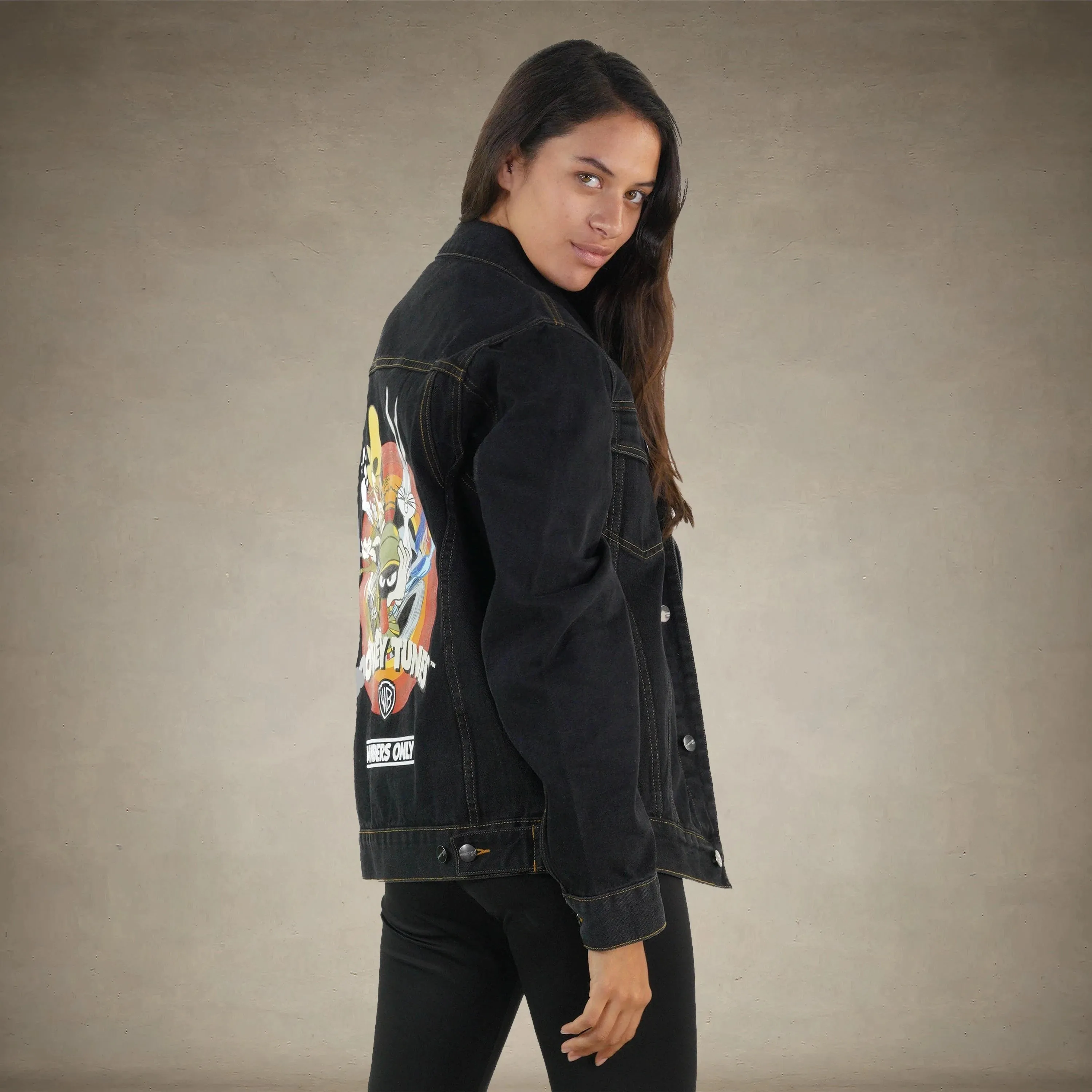 Women's Looney Tunes Denim Trucker Oversized Jacket - FINAL SALE