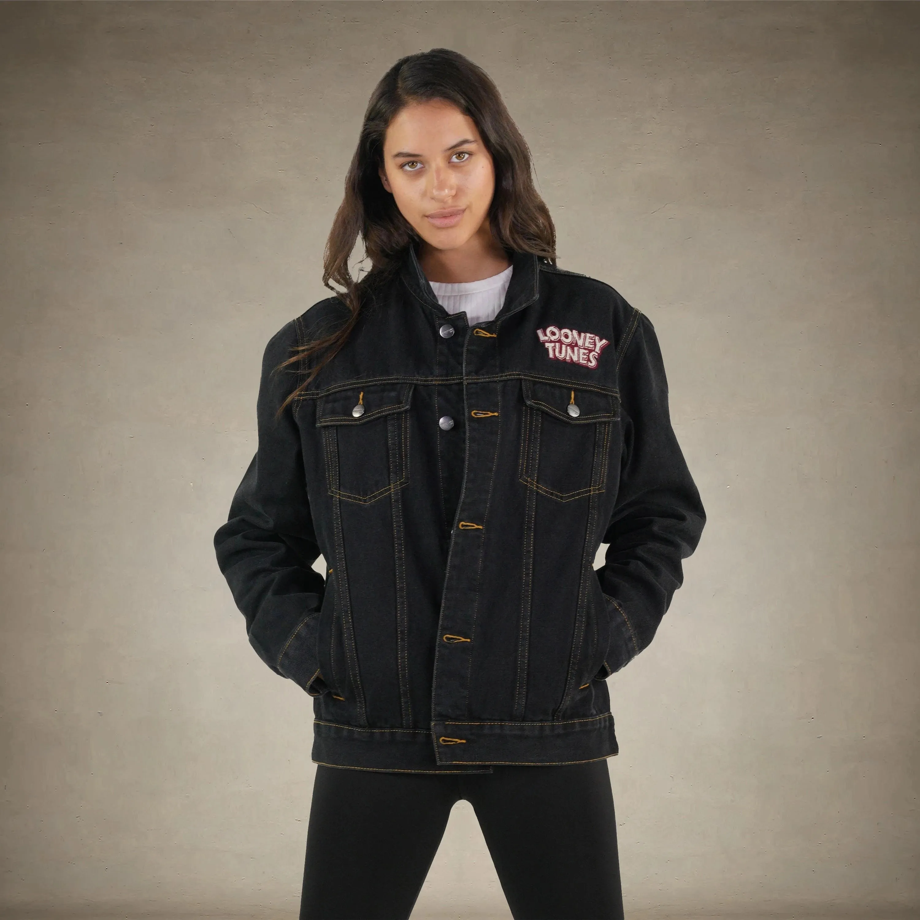 Women's Looney Tunes Denim Trucker Oversized Jacket - FINAL SALE