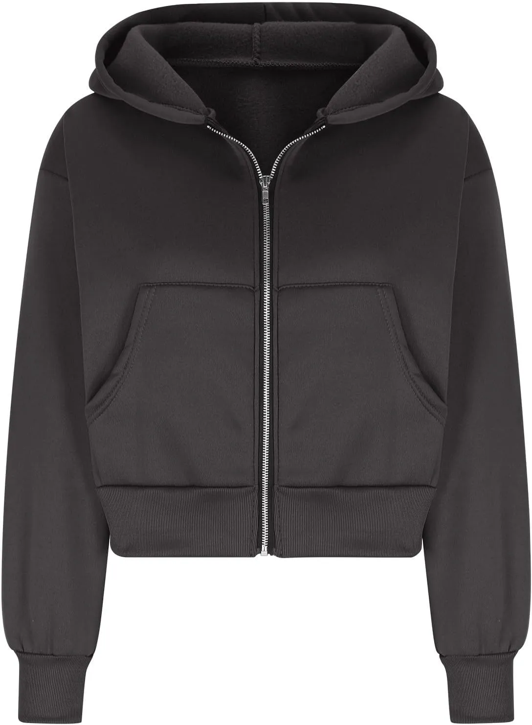 Womens Oversized Zip Up Hoodies Sweatshirt Long Sleeve Jackets Coat with Pockets Fall Winter Casual Cropped Outerwear
