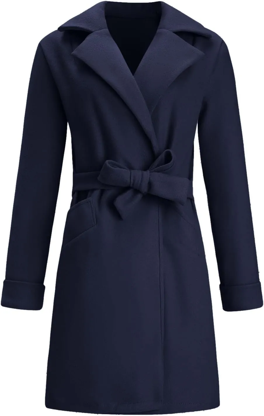 Women's Pea Trench Coat Lapel Collar Long Jacket Open Front Belted Overcoat with Pockets Fall Fashion for Women 2025 Trendy