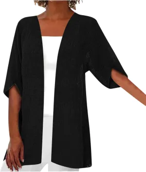Women's Petal Sleeve Kimono Cardigan Loose Beach Wear Cover up Summer Casual Lightweight Blouse Solid Half Sleeves Tops