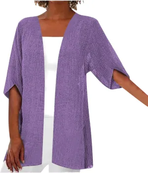Women's Petal Sleeve Kimono Cardigan Loose Beach Wear Cover up Summer Casual Lightweight Blouse Solid Half Sleeves Tops