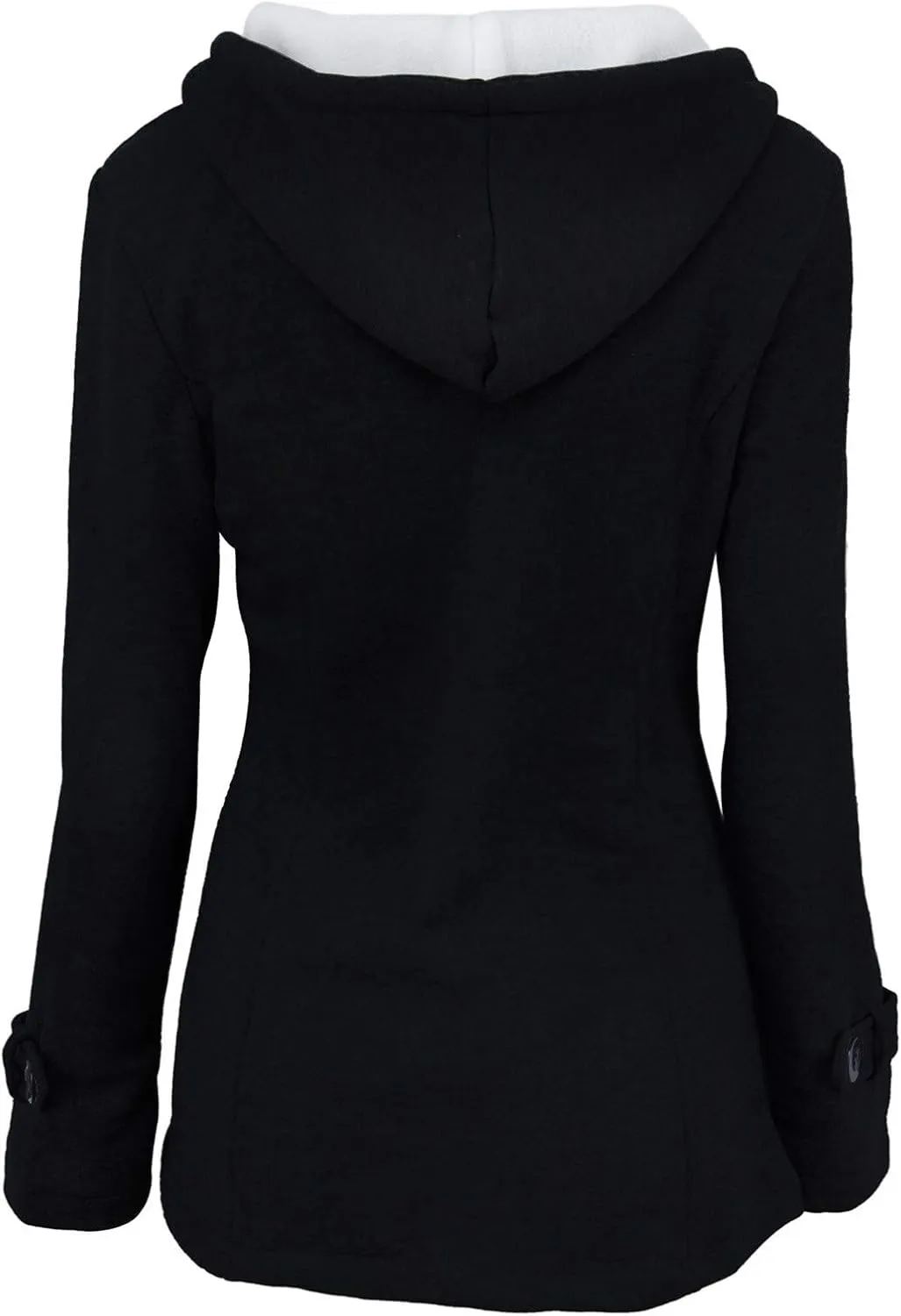 Womens Plus Size Horn Button Fleece Thicken Coat with Hood Winter Warm Jacket 2023 Fashion Casual Outerwear