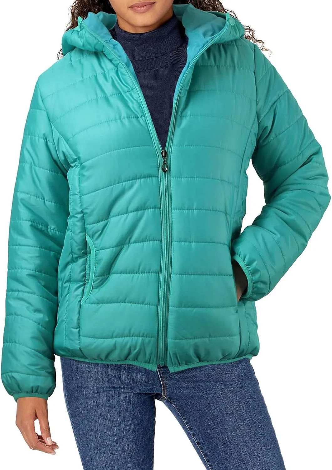 Women's Puffer Coat Casual Slim Lightweight Warm Winter Down Jackets Hooded Girls Zip Up Short Quilted Jacket with Pocket