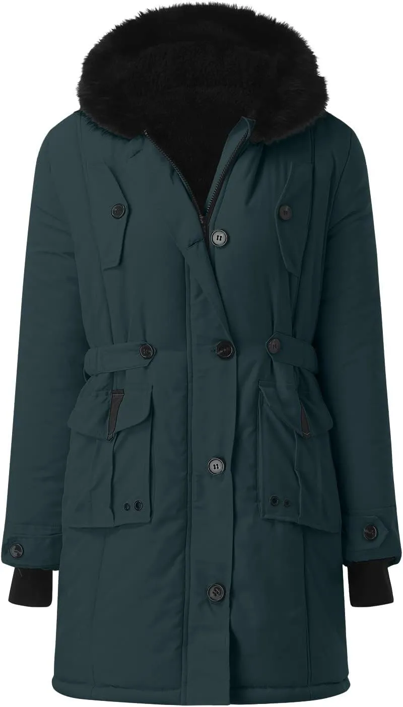 Womens Puffer Parka Jacket Coat Lapel Collar Long Sleeve Jacket Vintage Thicken Coat Jacket Womens Lightweight Down