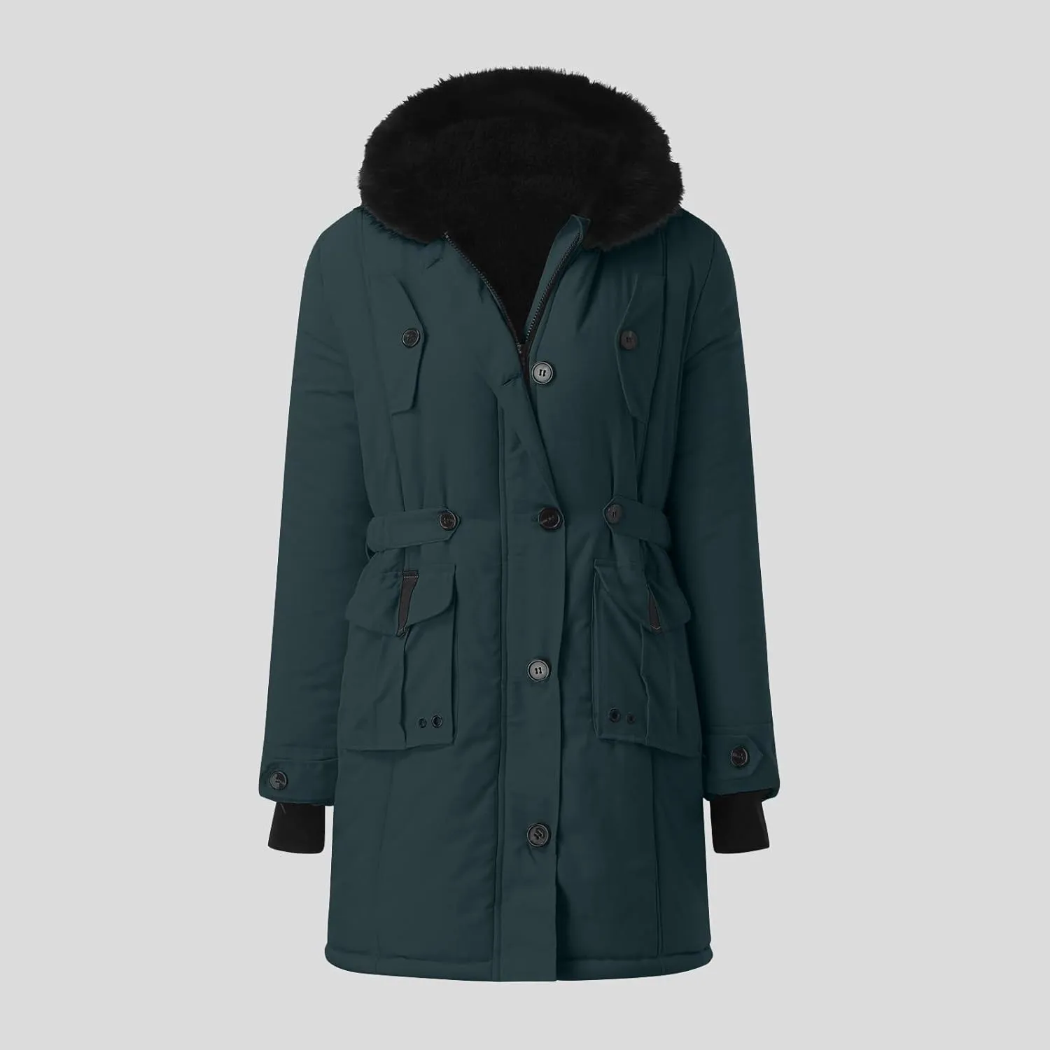 Womens Puffer Parka Jacket Coat Lapel Collar Long Sleeve Jacket Vintage Thicken Coat Jacket Womens Lightweight Down