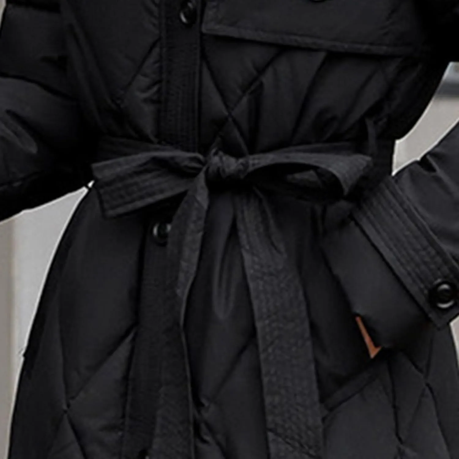 Womens Puffer Winter Coats Faux Fur Collar Warm Quilted Thickened Down Jacket Trendy Trench Coat Overcoat Outerwear