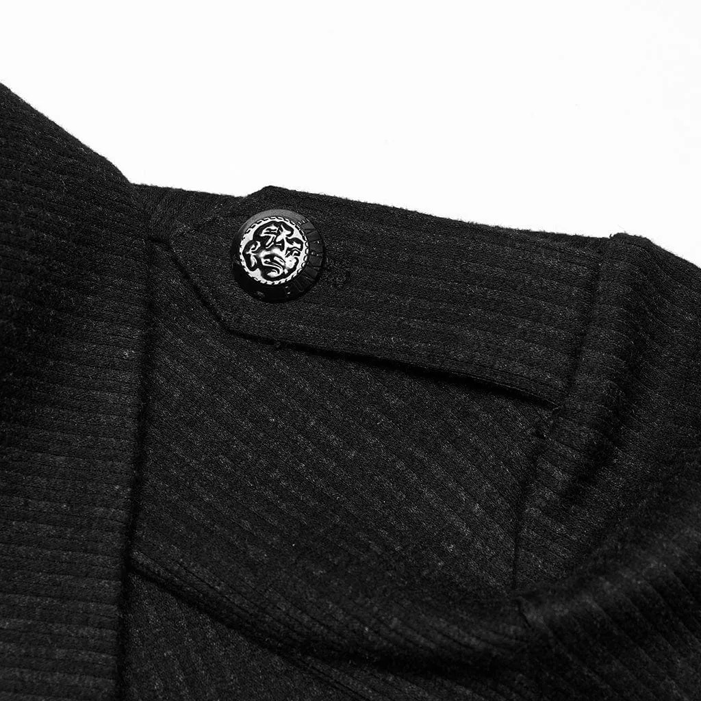 Women's Punk Military Turn-down Collar Lace-up Knitted Shirt