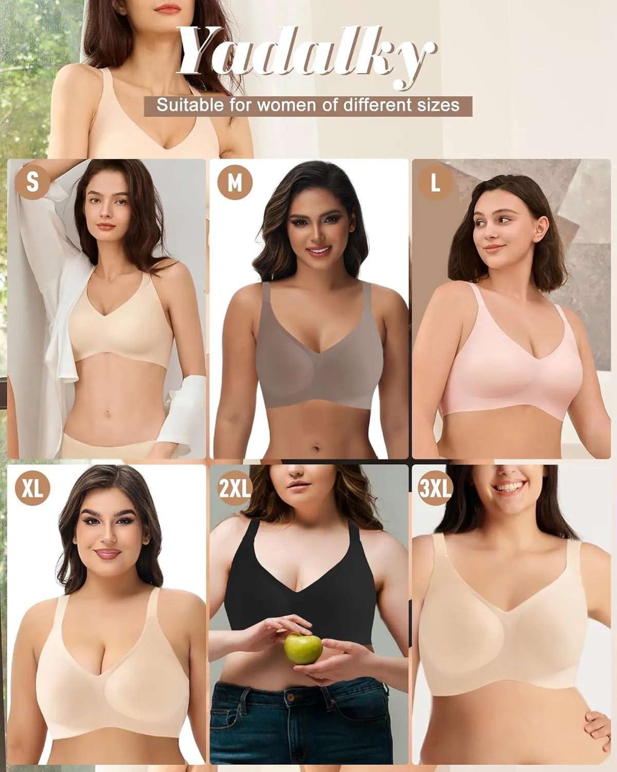 Women's Seamless Wireless Bras, Comfortable Bralette Sports Bra No Underwire T-Shirt Bra
