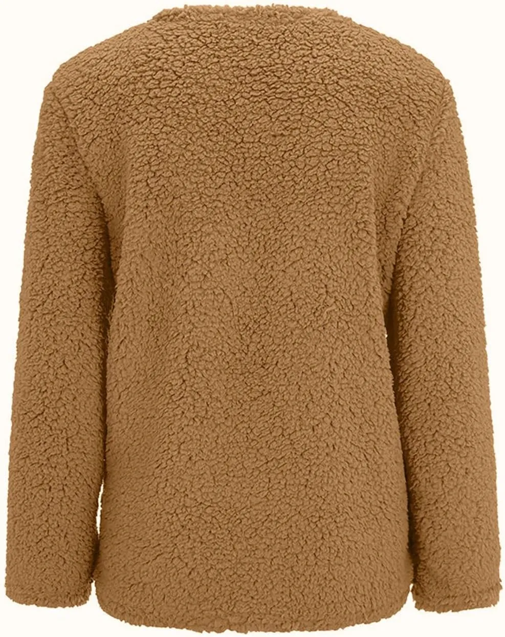 Womens Sherpa Jacket Plus Size Fuzzy Cardigan Open Front Fleece Jacket Long Sleeve Button Down Warm Coats