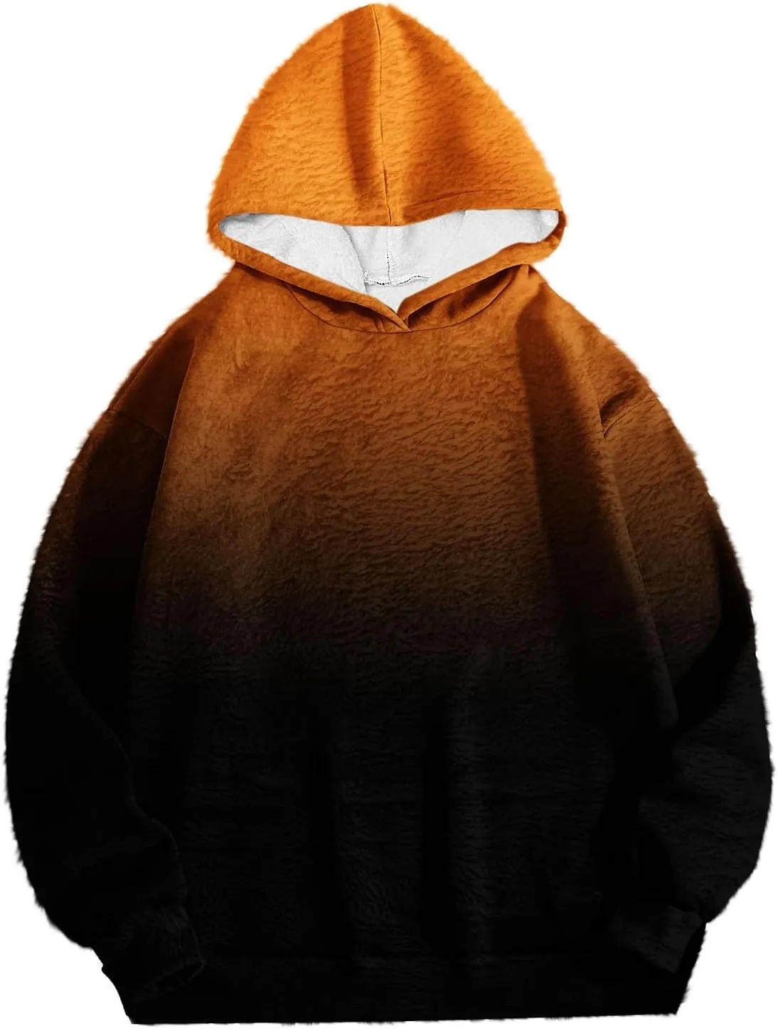 Womens Sherpa Pullover Hoodies Oversized Fuzzy Double Fleece Hooded Sweatshirts Fluffy Plush Gradient Color Outerwear