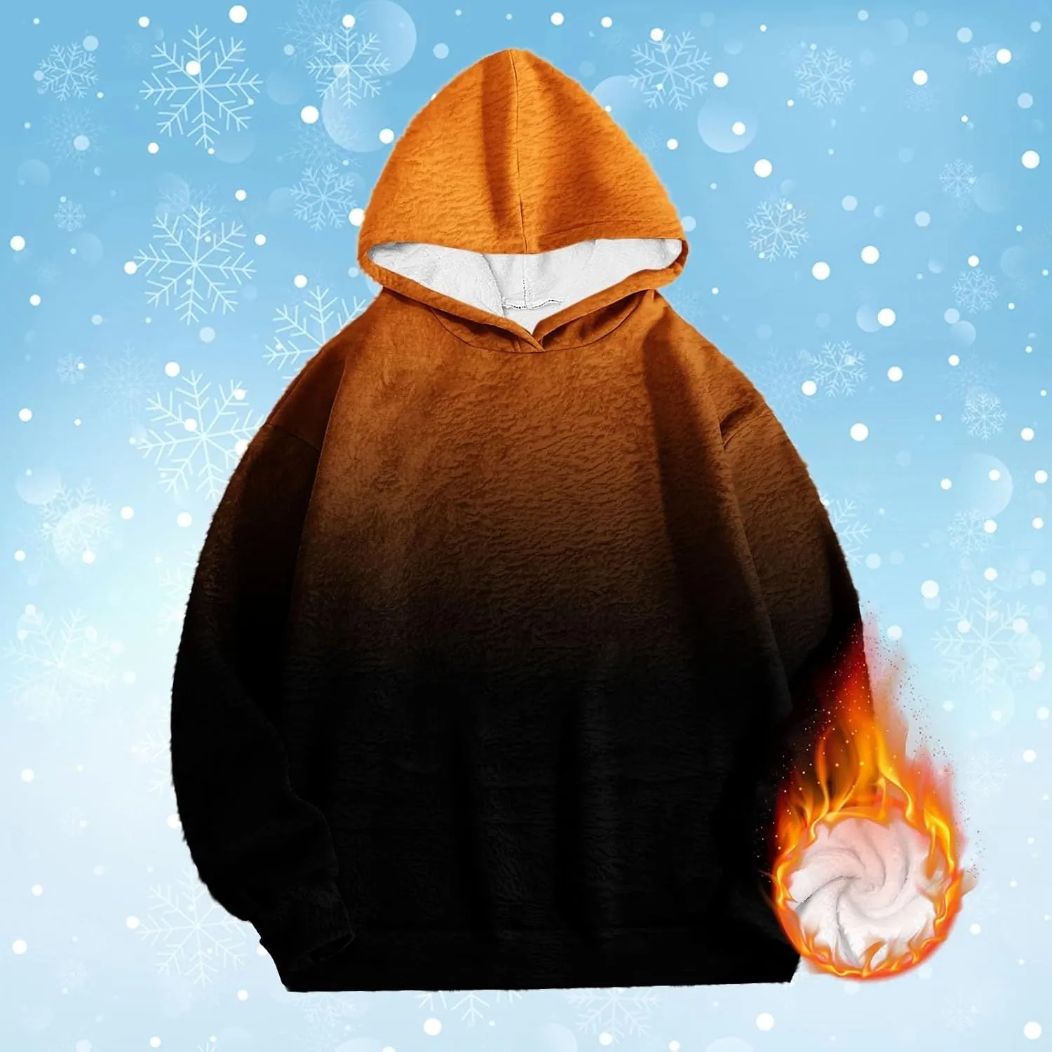 Womens Sherpa Pullover Hoodies Oversized Fuzzy Double Fleece Hooded Sweatshirts Fluffy Plush Gradient Color Outerwear