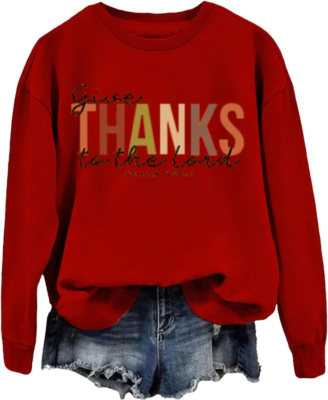 Women's Thanksgiving Sweatshrits Fall Hooded Funny Letter Print Long Sleeve Hoodies Oversized Creweck Pullover Tops
