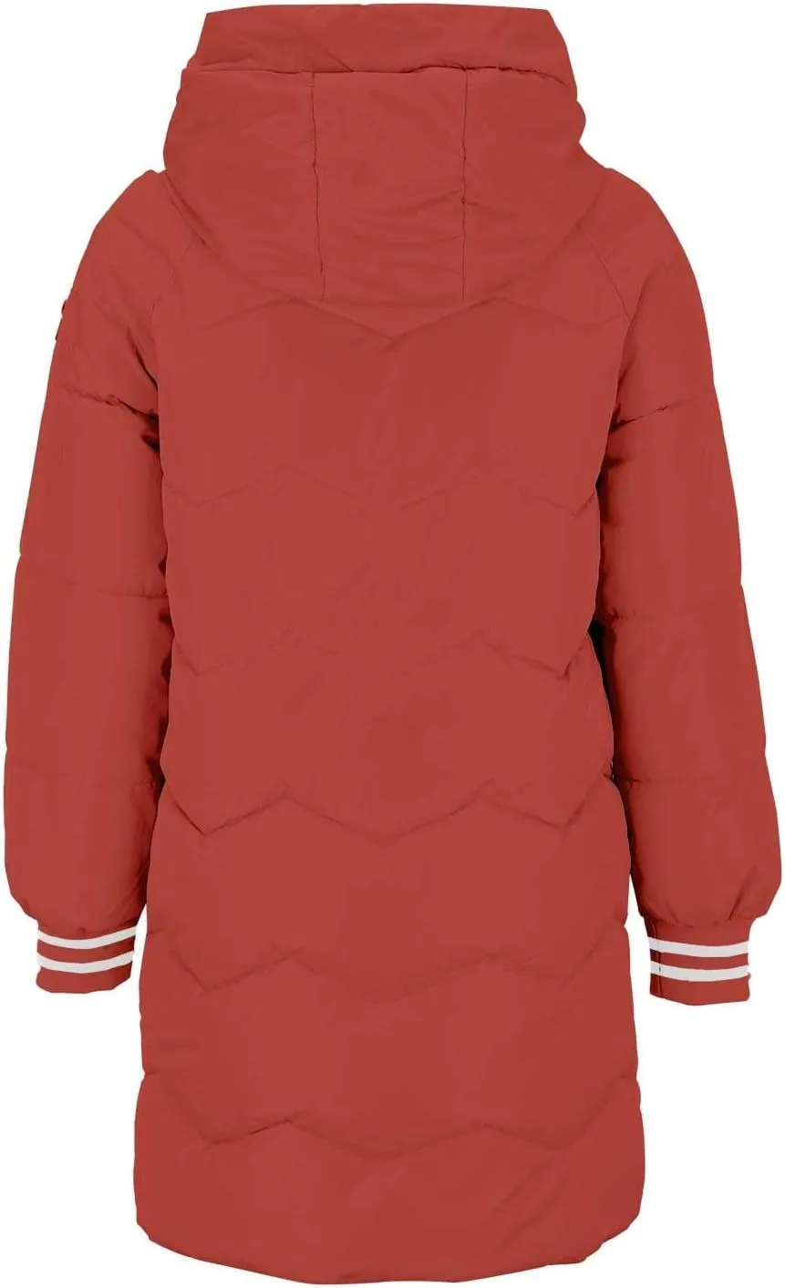 Women's Thickened Long Down Jacket Winter Zip Up Hooded Quilted Down Coat Windproof Warm Puffer Jacket with Pockets