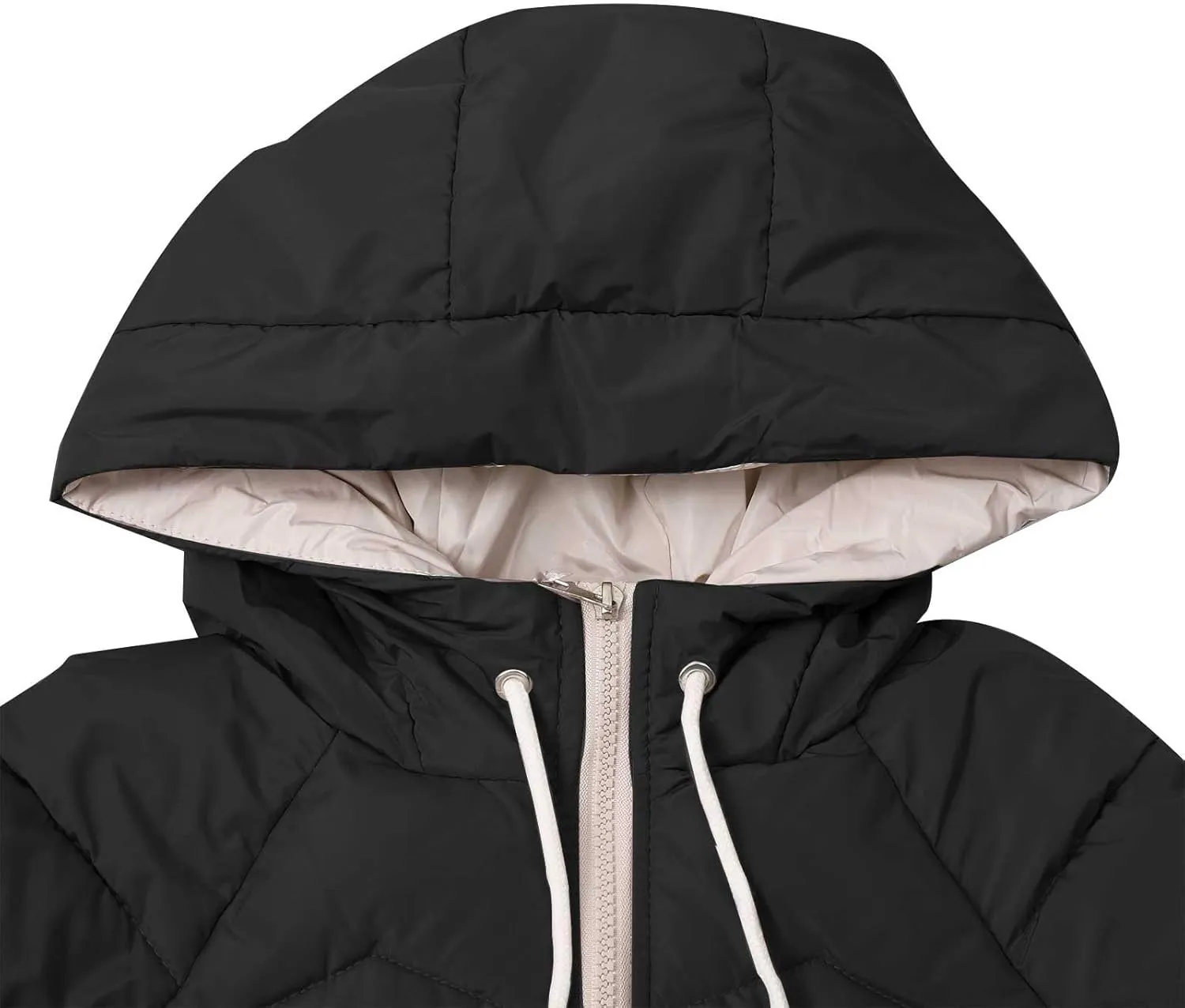 Women's Thickened Long Down Jacket Winter Zip Up Hooded Quilted Down Coat Windproof Warm Puffer Jacket with Pockets