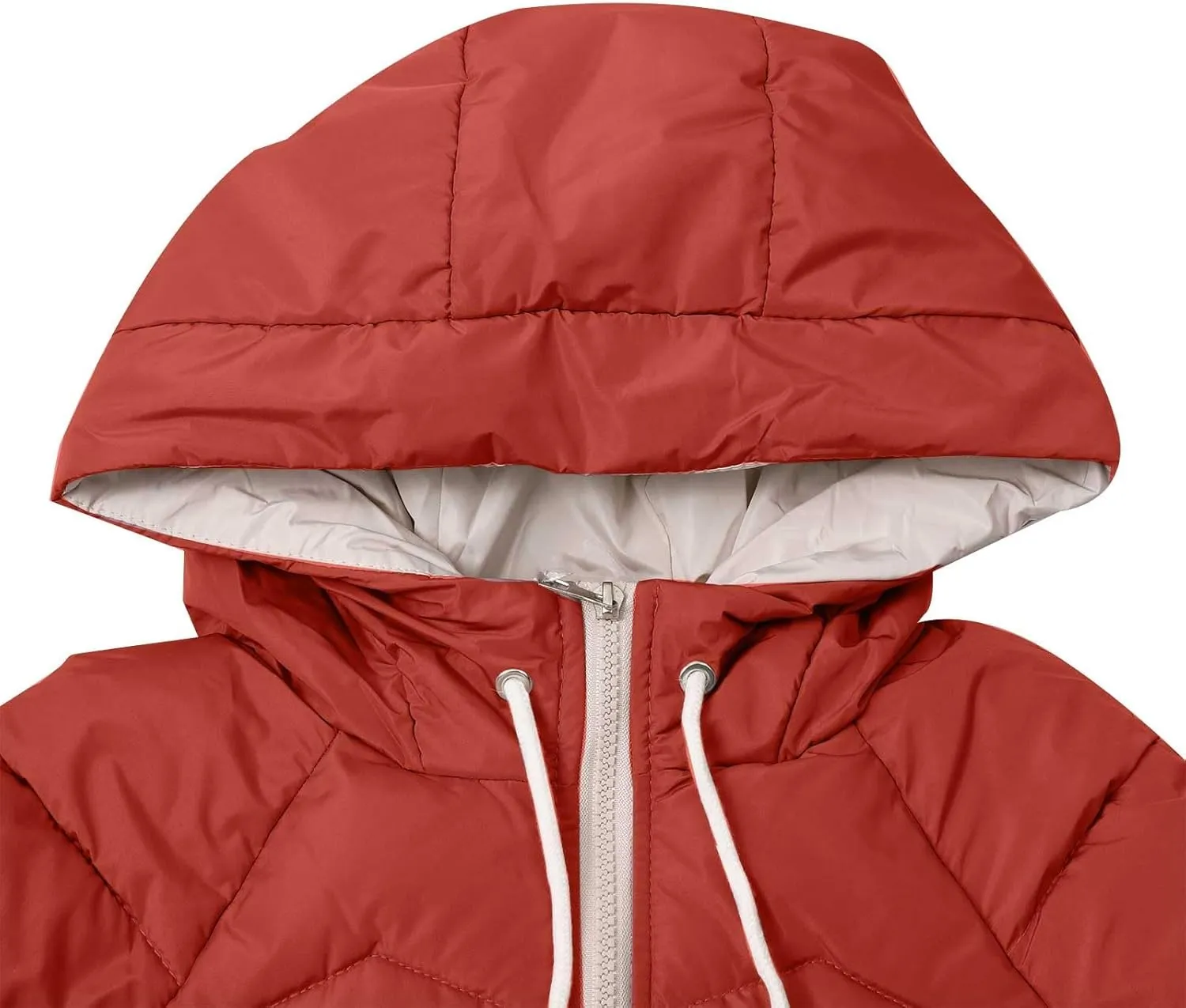 Women's Thickened Long Down Jacket Winter Zip Up Hooded Quilted Down Coat Windproof Warm Puffer Jacket with Pockets