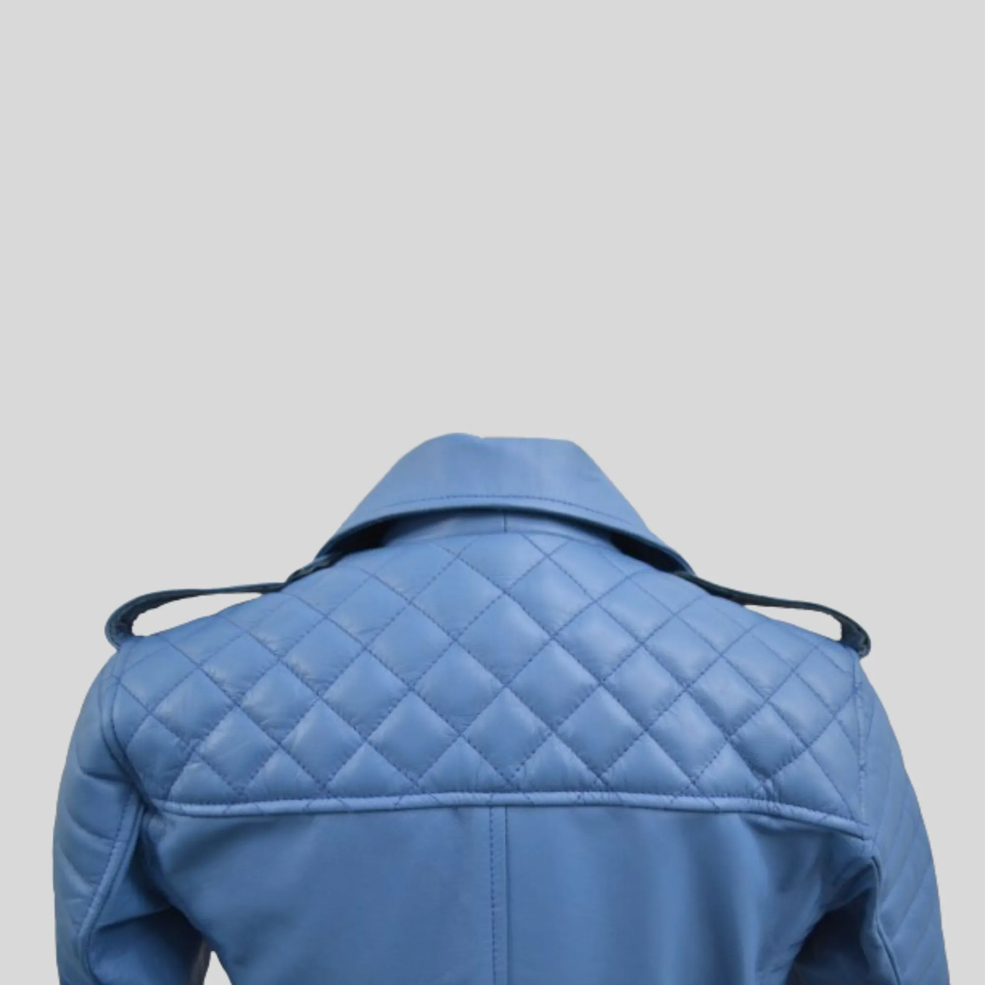 Women's Turquise Blue Motorcycle Genuine Leather Biker Jacket