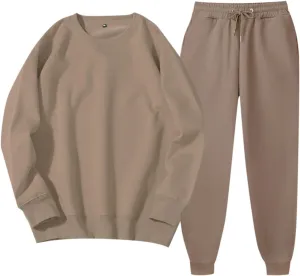 Women's Two Piece Tracksuit Long Sleeve Crewneck Long Sleeve Tops Long Pants Tracksuits