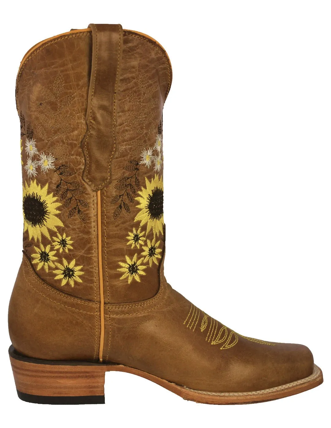 Womens Velvet Honey Brown Western Boots Leather - Square Toe