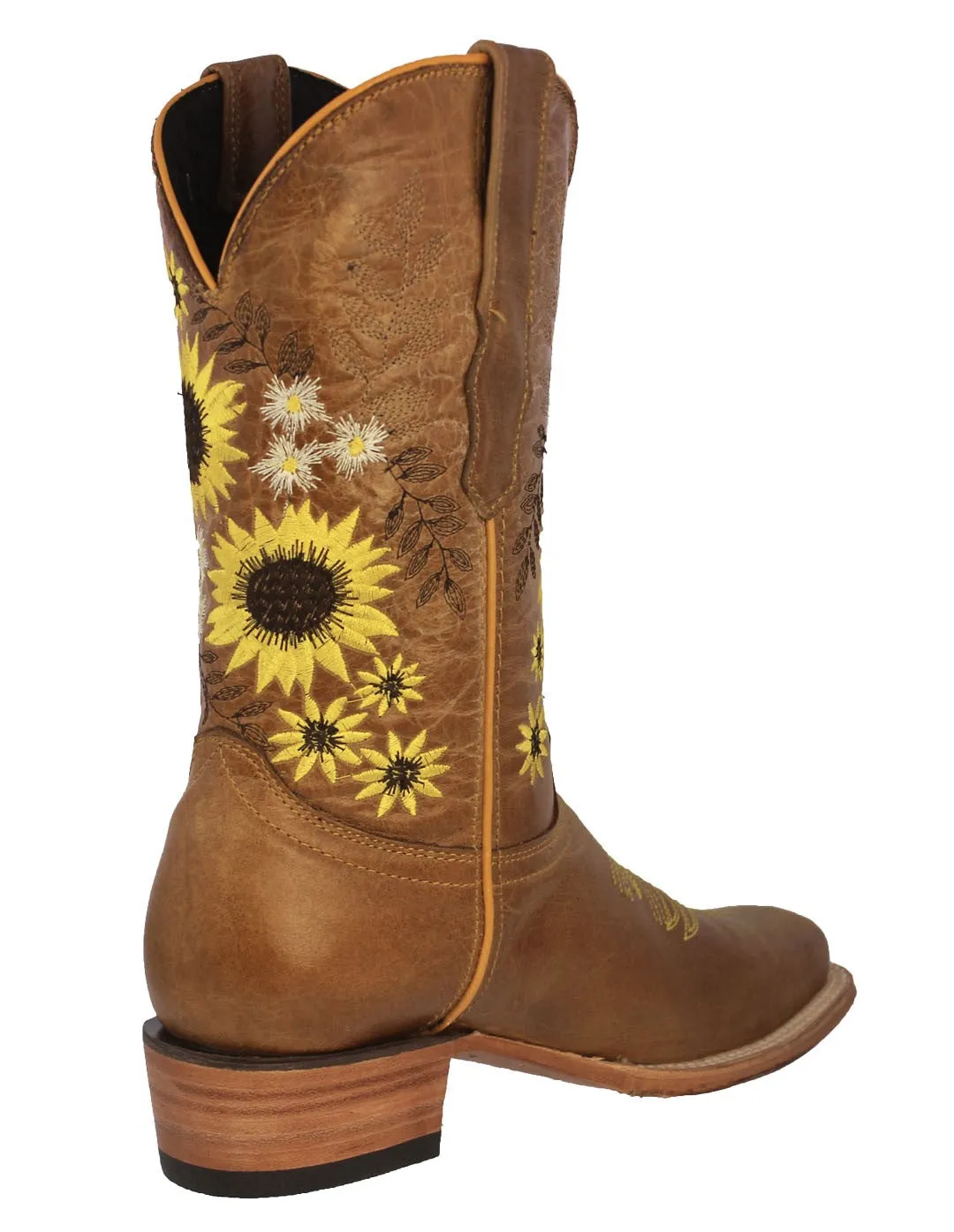 Womens Velvet Honey Brown Western Boots Leather - Square Toe