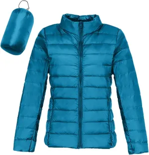 Women's Warm Waterproof Puffer Jacket Packable down Jacket Hooded Short Puffer Lightweight Winter Coat with Pockets
