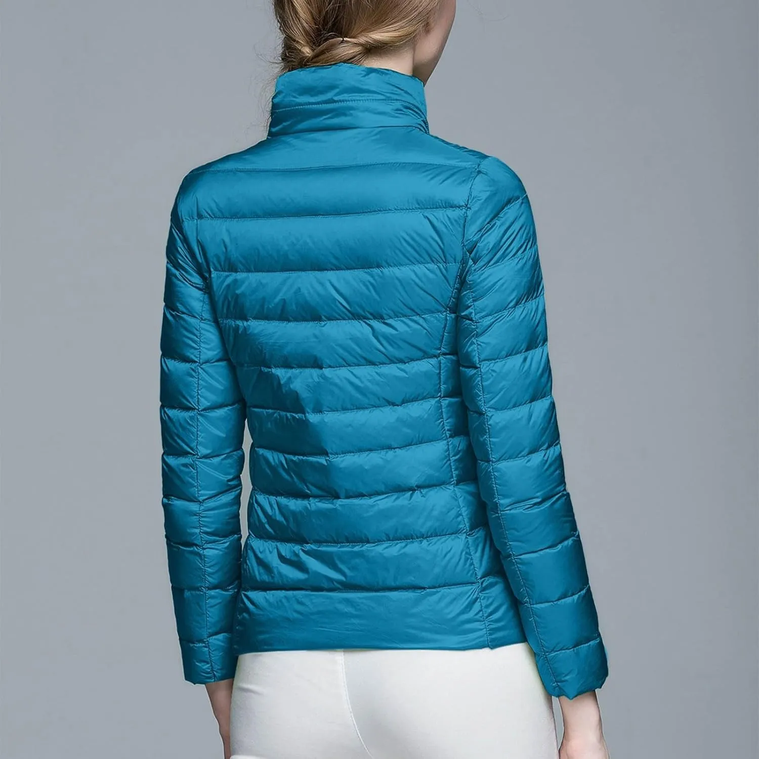 Women's Warm Waterproof Puffer Jacket Packable down Jacket Hooded Short Puffer Lightweight Winter Coat with Pockets