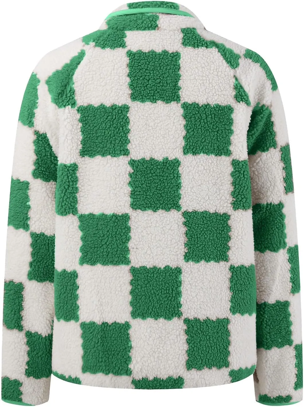 Women's Winter Coats Trendy Fuzzy Fleece Open Front Spring Sherpa Cropped Jacket Warm Plaid Cardigan Casual Outerwear