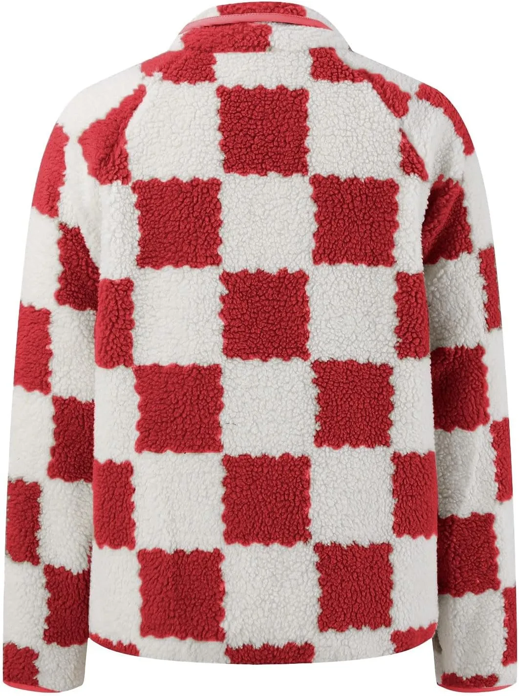 Women's Winter Coats Trendy Fuzzy Fleece Open Front Spring Sherpa Cropped Jacket Warm Plaid Cardigan Casual Outerwear