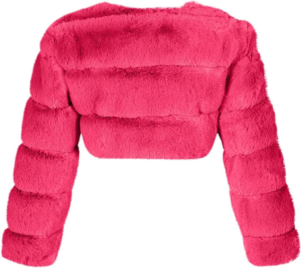 Women's Winter Plus Size Parka Overcoat Solid Long Sleeve Cropped Tops Faux Fur Coat Jacket
