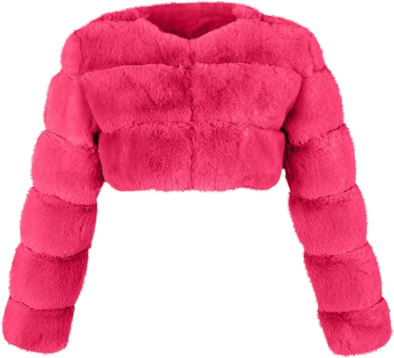Women's Winter Plus Size Parka Overcoat Solid Long Sleeve Cropped Tops Faux Fur Coat Jacket