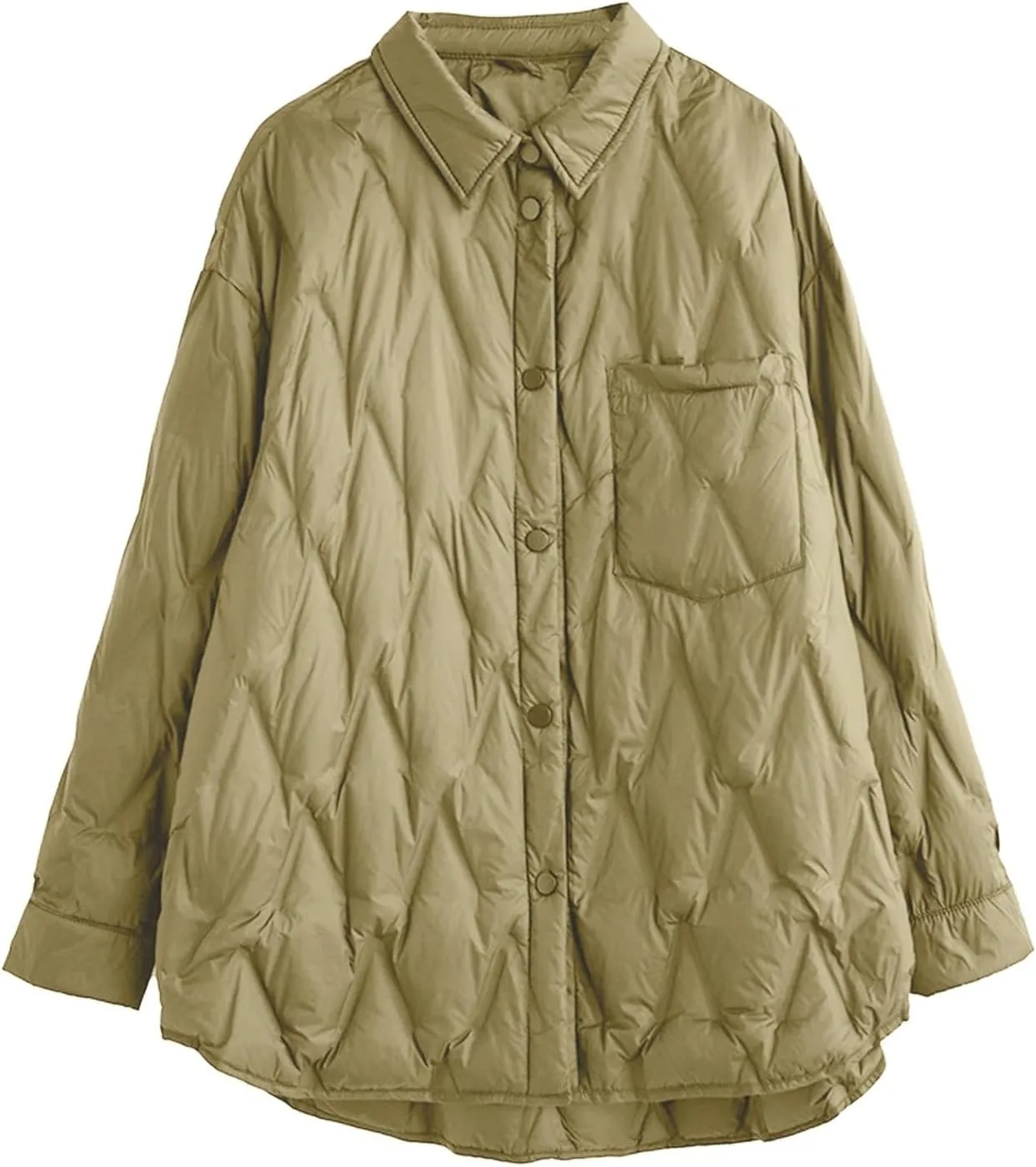 Women's Winter Quilted Jackets Casual Lightweight Puffer Jacket Button Casual Outerwear Down Winter Coat with Pockets