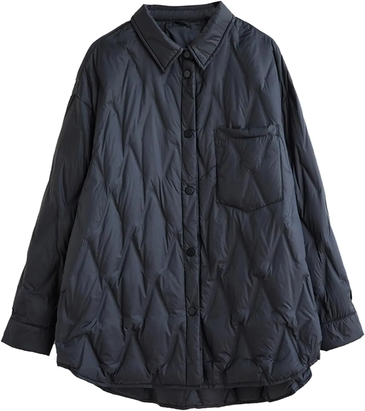 Women's Winter Quilted Jackets Casual Lightweight Puffer Jacket Button Casual Outerwear Down Winter Coat with Pockets