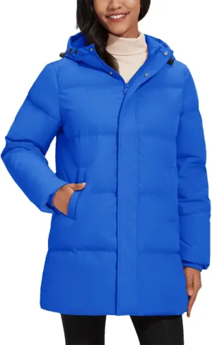 Women's Winter Quilted White Duck Down Jackets Padded Warm Hooded Puffer Coats Travel Work Casual Outerwear
