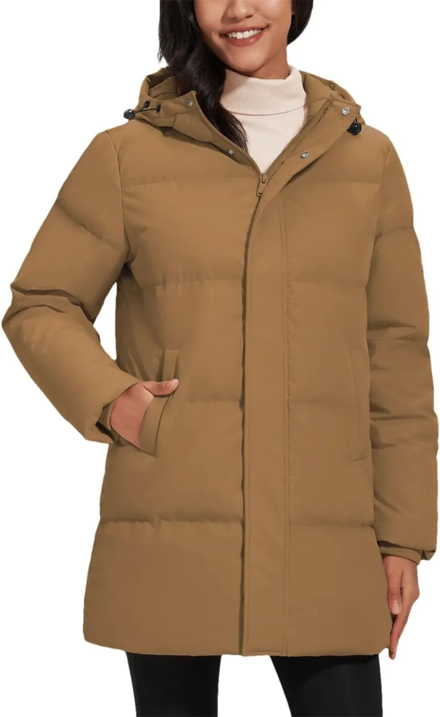 Women's Winter Quilted White Duck Down Jackets Padded Warm Hooded Puffer Coats Travel Work Casual Outerwear