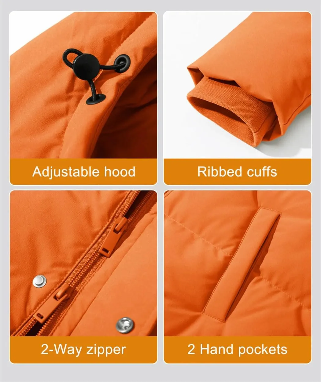 Women's Winter Quilted White Duck Down Jackets Padded Warm Hooded Puffer Coats Travel Work Casual Outerwear