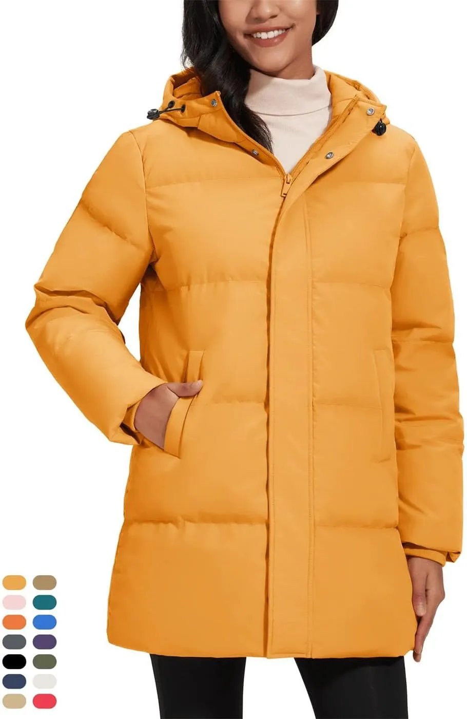 Women's Winter Quilted White Duck Down Jackets Padded Warm Hooded Puffer Coats Travel Work Casual Outerwear