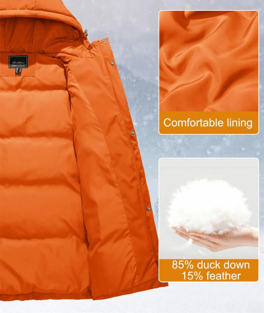 Women's Winter Quilted White Duck Down Jackets Padded Warm Hooded Puffer Coats Travel Work Casual Outerwear
