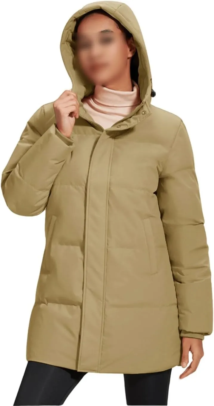 Women's Winter Quilted White Duck Down Jackets Padded Warm Hooded Puffer Coats Travel Work Casual Outerwear