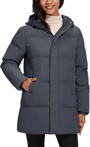 Women's Winter Quilted White Duck Down Jackets Padded Warm Hooded Puffer Coats Travel Work Casual Outerwear
