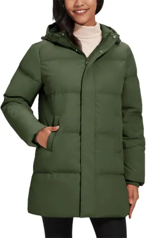 Women's Winter Quilted White Duck Down Jackets Padded Warm Hooded Puffer Coats Travel Work Casual Outerwear