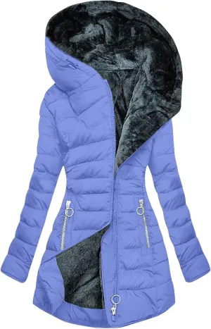 Womens Winter Thicken Puffer Coat Collar Long Sleeve Jacket Vintage Thicken Coat Jacket Warm Hooded fur Long Puffer