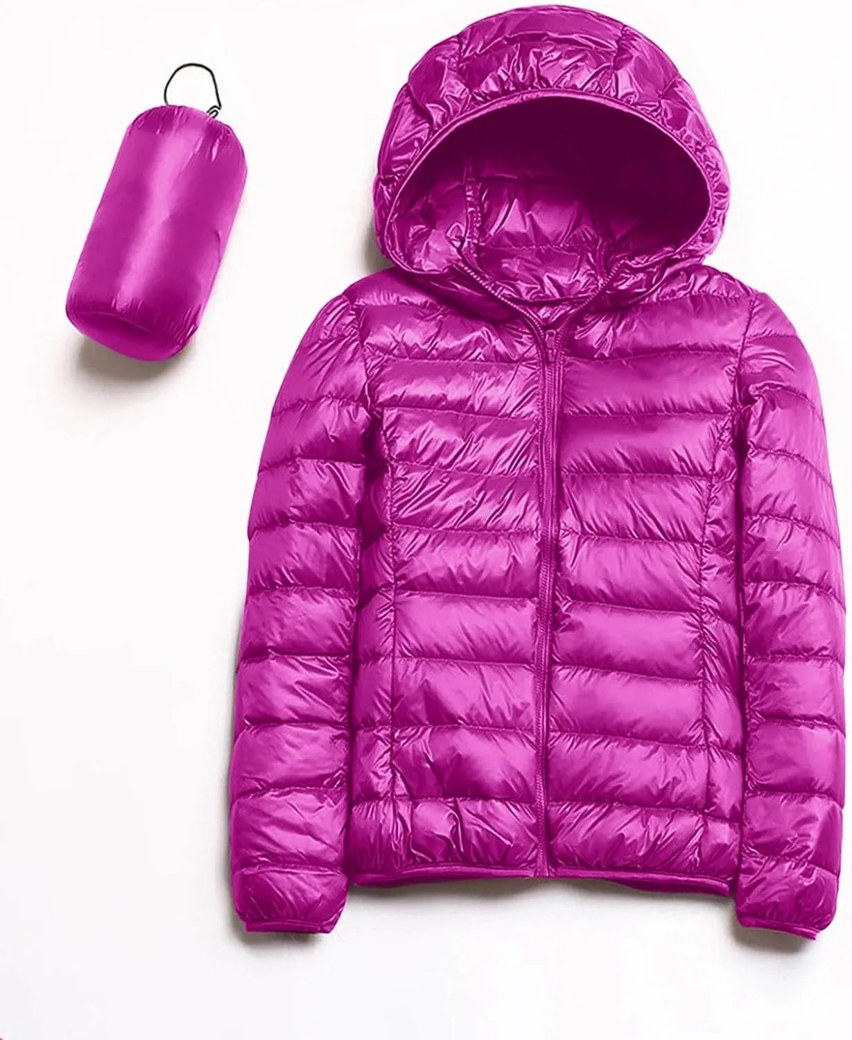 Womens Winter Windproof Lightweight Long Puffer Coat Long Sleeve Hooded Zip Up Down Coat with Pocket Insulate Slim Coat