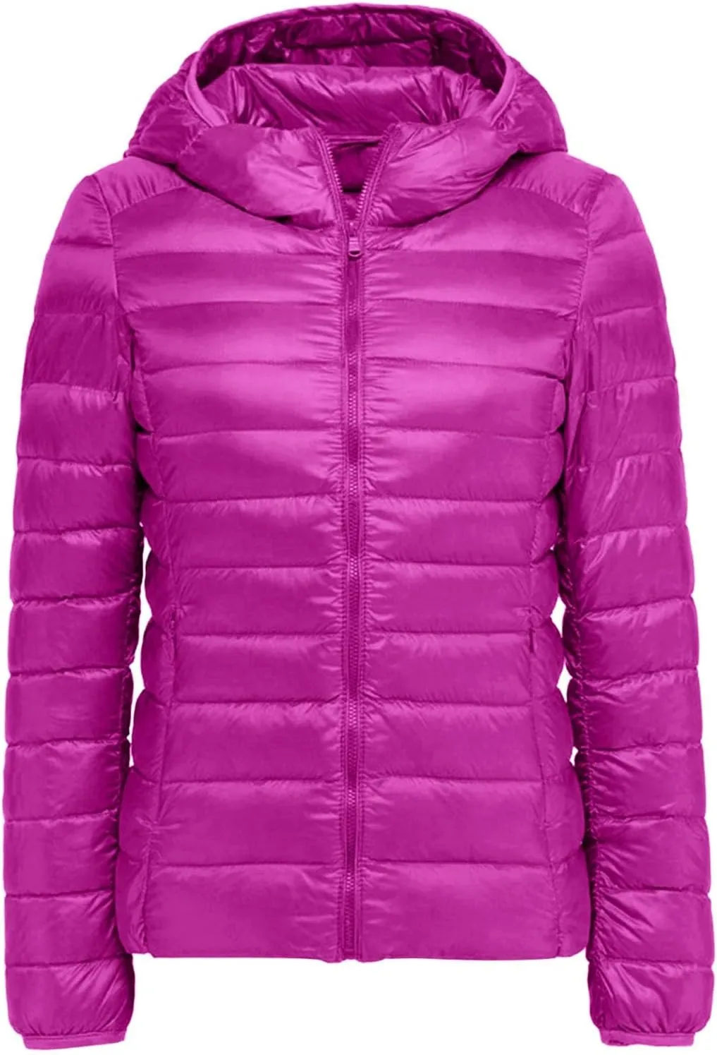 Womens Winter Windproof Lightweight Long Puffer Coat Long Sleeve Hooded Zip Up Down Coat with Pocket Insulate Slim Coat
