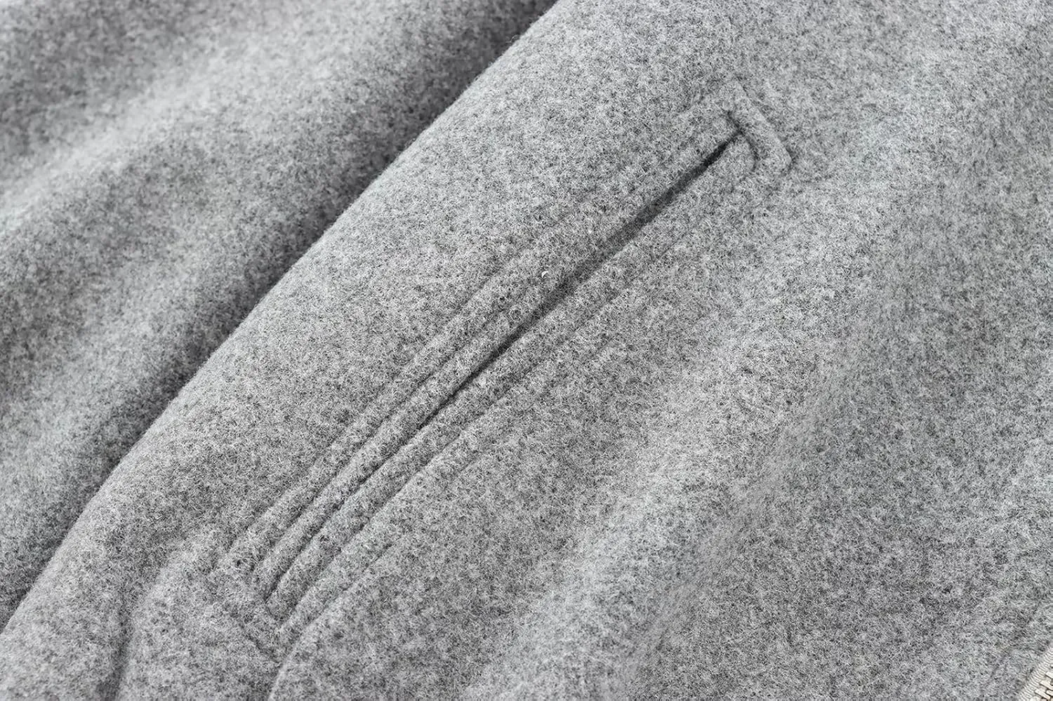 Women's Wool Bomber Cropped Coat Collarless Zipper Wool Blend Short Jacket Lightweight Short Wool Pea Coat