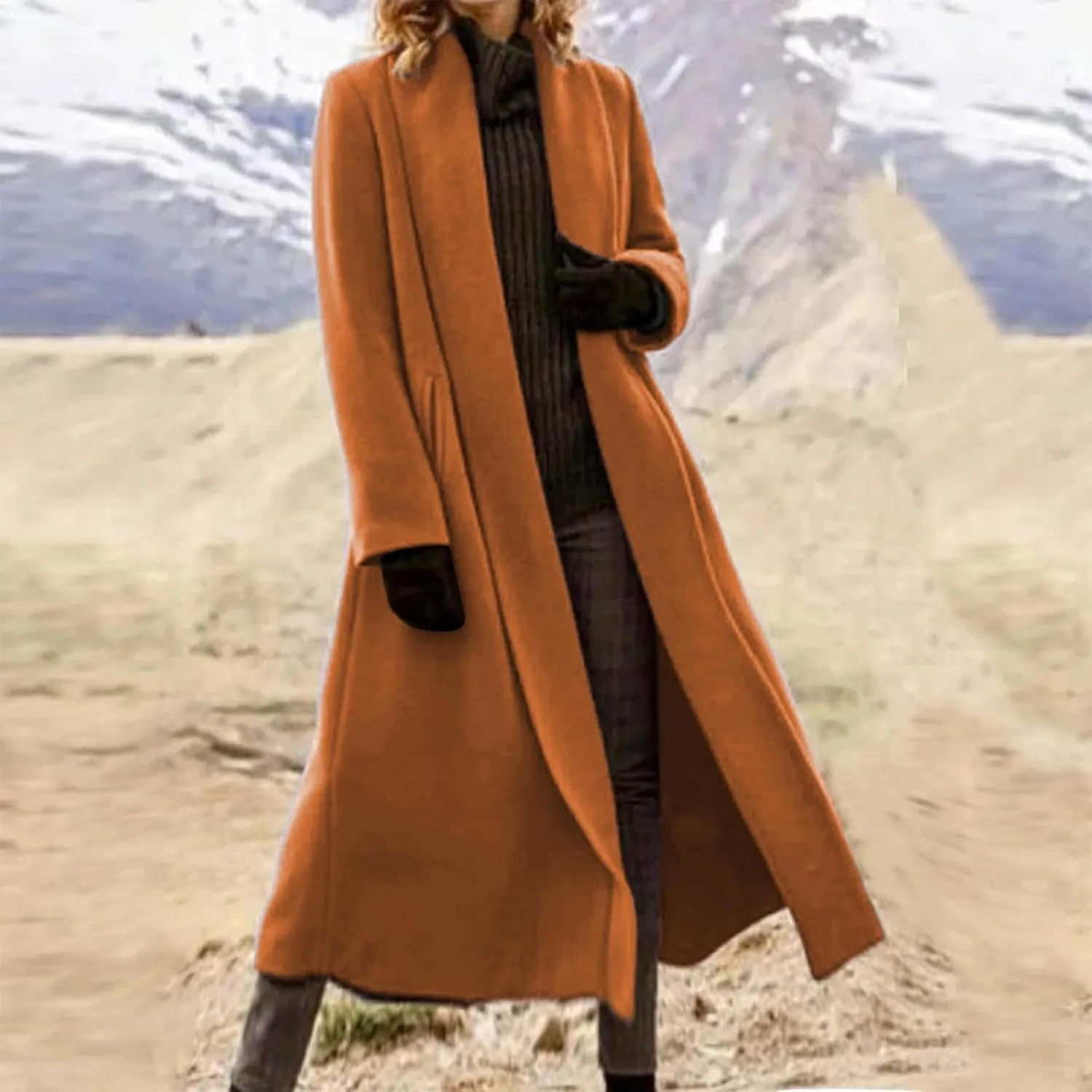 Women's Wool Pea Coat Elegant Open Front Cardigan Sweaters 2024 Fall Winter Trendy Plus Size Long Overcoat w/Pockets